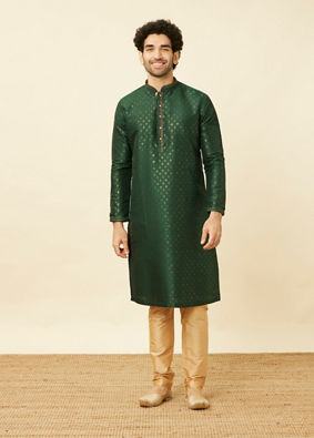 Forest Green Buti Printed Kurta Set image number 2